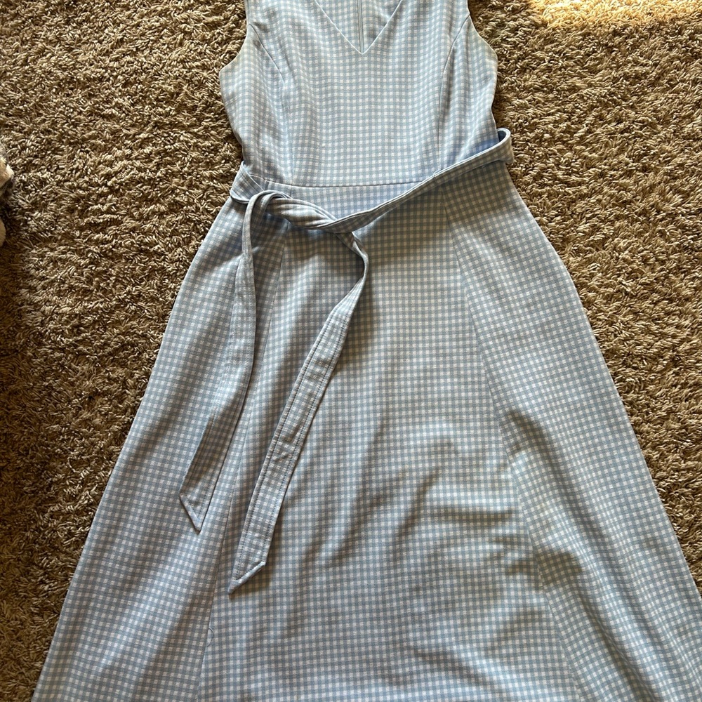 Calvin Klein Light Blue Gingham Midi Dress